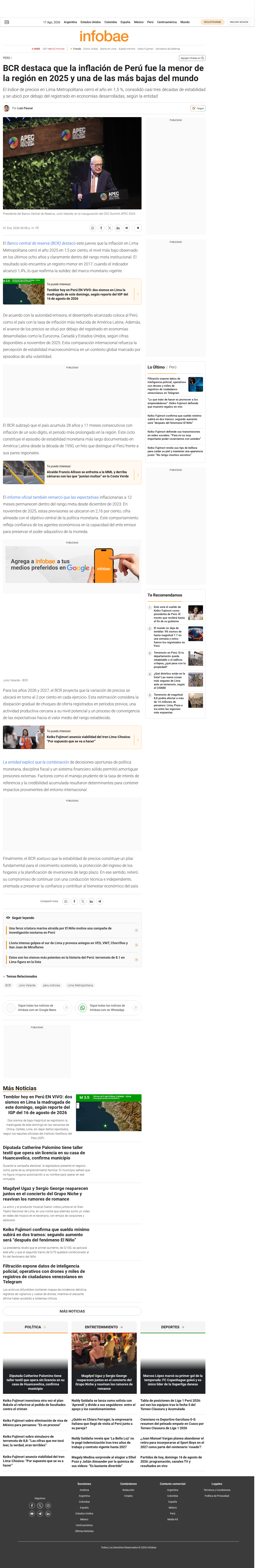 Captura web Infobae