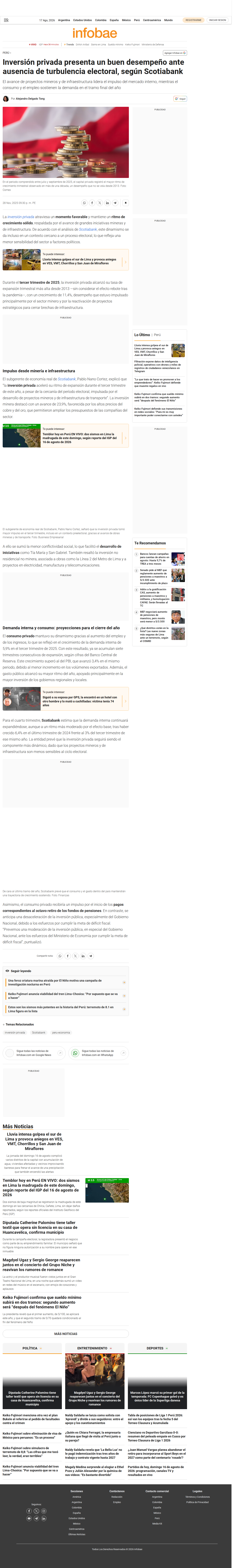 Captura web Infobae